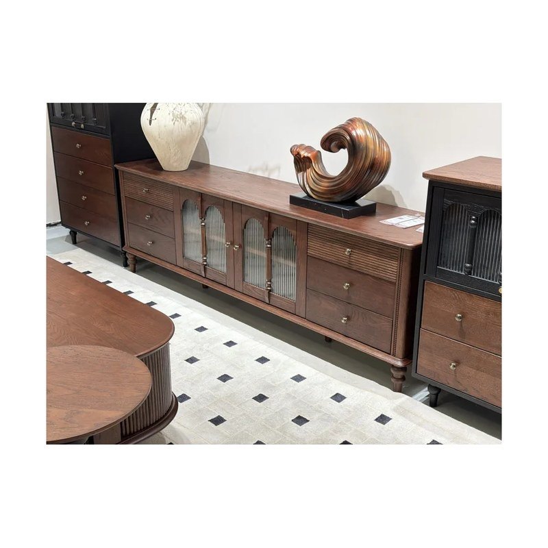 Long Red Oak Media Console wholesale sourcing product photo
