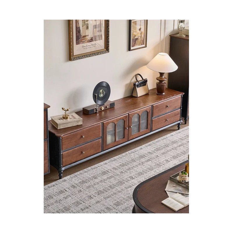 Long Red Oak Drawer TV Stand wholesale sourcing product photo