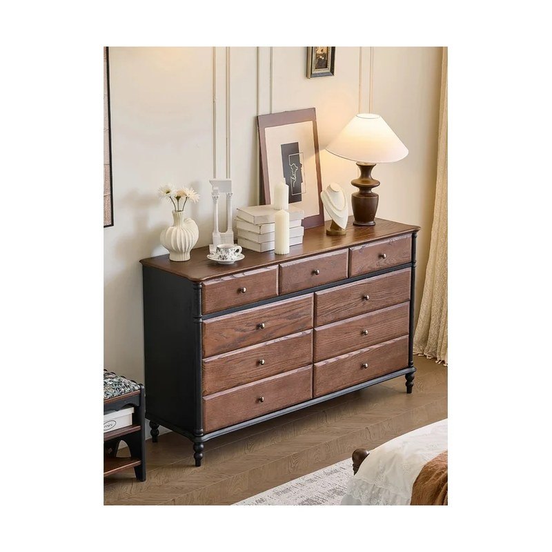 Wide Red Oak Six-Drawer Dresser wholesale sourcing product photo